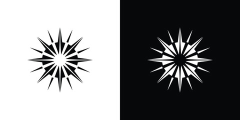 Fototapeta premium Black and white starburst shapes on white and black backgrounds
