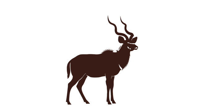 Silhouette of Antelope with Long Horns.
