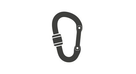 Obraz premium Black Carabiner Clip on White Background.