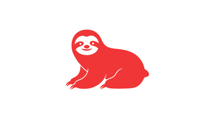 Red Sloth Illustration Simple Cartoon Character. © Abraca