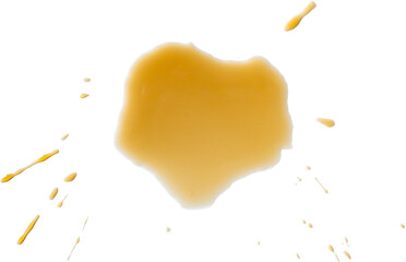 Spilled Coffee Stain on White Table Surface, Top View Minimalist Background