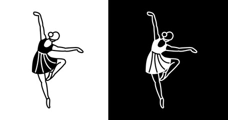 black and white illustration of ballerina icon © RismiL25