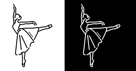 black and white illustration of ballerina icon © RismiL25