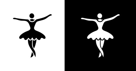 black and white illustration of ballerina icon © RismiL25