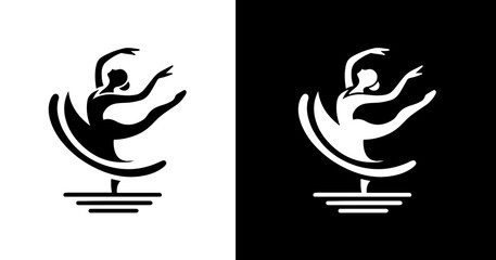 black and white illustration of ballerina icon © RismiL25