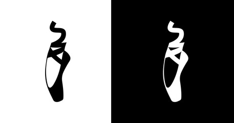 black and white illustration of ballerina icon © RismiL25