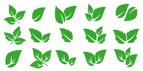 Leaf vector symbol, leaf illustration or leaf emoji in flat style. Spring leaf design, ecological nature theme.