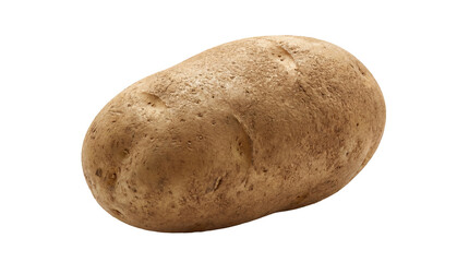 Fototapeta premium A single fresh, earthy russet potato with textured skin, ready for cooking, isolated on a clean, transparent.
