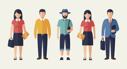 Obraz premium Diverse Group of People Standing Together Representing Various Professions and Lifestyles.