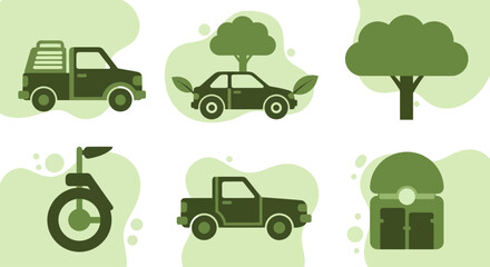 Eco Friendly Transportation and Nature Elements Collection. © Baru