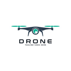 Fototapeta premium drone logo design with camera and propeller icon