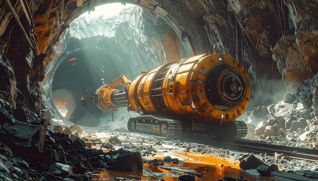 Underground Tunnel Boring Machine in Action.