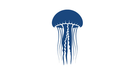 Blue Jellyfish Illustration with Long Tentacles. © Aga