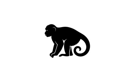 Obraz premium Black Silhouette of a Monkey.