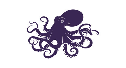 Dark Purple Octopus Silhouette with Tentacles. © Aga