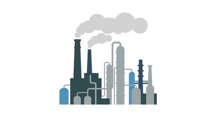 Obraz premium Industrial Refinery Plant with Smoke Emitting from Smokestacks