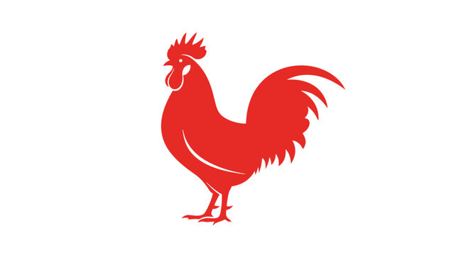 Red Rooster Standing Illustration Design.