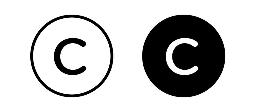 Copyright icon in black color for website or app.