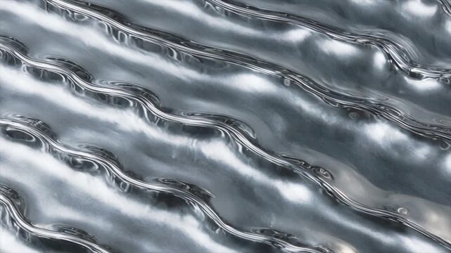 液体金属のようにうねるシルバーの地形図ループ