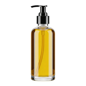 Yellow liquid dispenser bottle isolated on transparent background