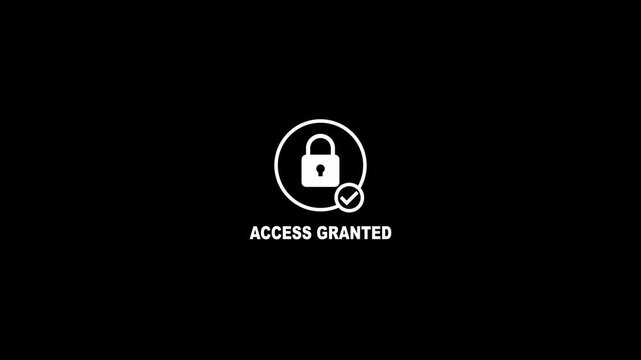 Access Granted Secure Login Interface with Padlock Icon, Cyber Security Authentication Success