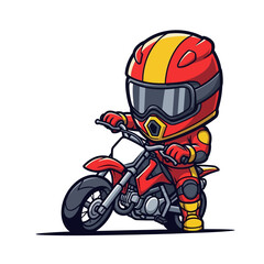 Obraz premium A cartoon character riding a motorcycle.