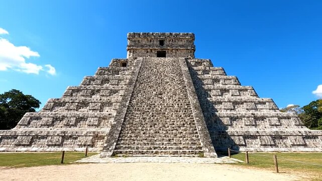 Ancient Mayan Pyramid Temple Kukulkan Chichen Itza Mexico.