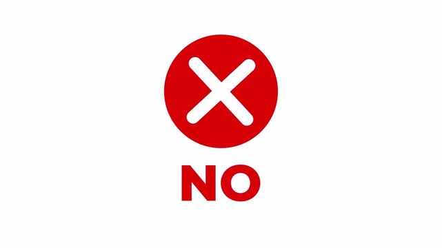 red cross decline sign with no text animation on transparent background