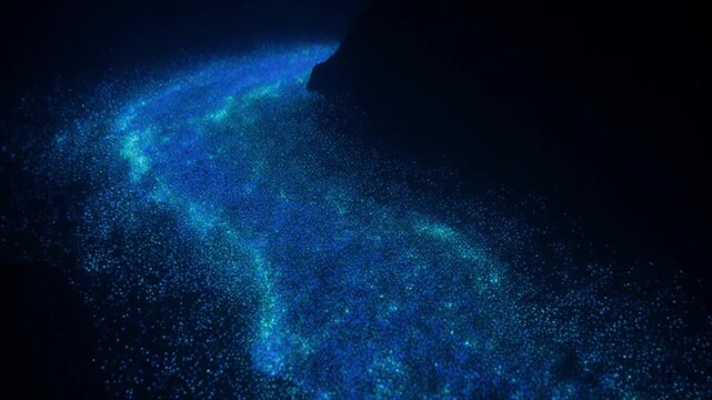 光の川のように流れるプランクトンの幻想的パニング