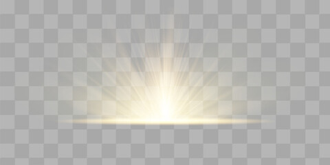 Light highlight yellow special effect with rays of light and magic sparkles. Sun Ray . Glow transparent vector light effect set, explosion, shine, spark, solar flare. © kume111000