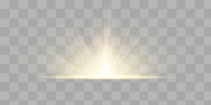 Light highlight yellow special effect with rays of light and magic sparkles. Sun Ray . Glow transparent vector light effect set, explosion, shine, spark, solar flare.