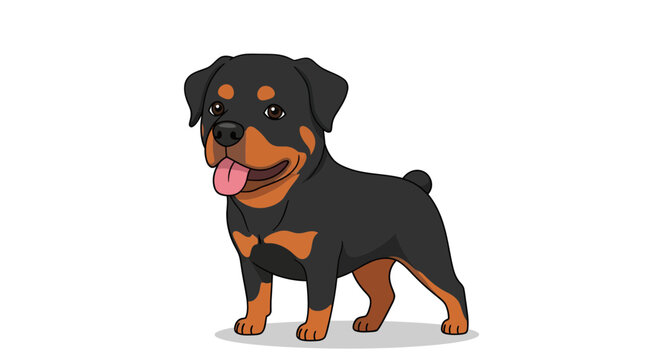 Rottweiler puppy vector illustration, vector style graphic, adorable pet, domestic animal.