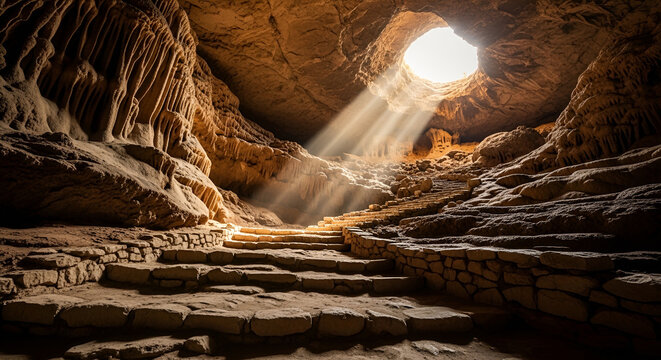 Tomb cave has been left vacant as symbolic representation of Christ resurrection AI Generative