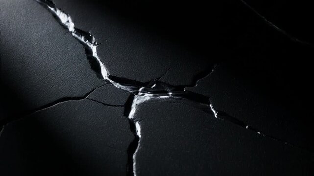 マットブラックの表面に鋭いシルバーの光が斜めに移動するクールな映像