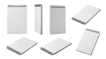 Versatile collection of blank white spiral notebooks with white wire binding. © Terri