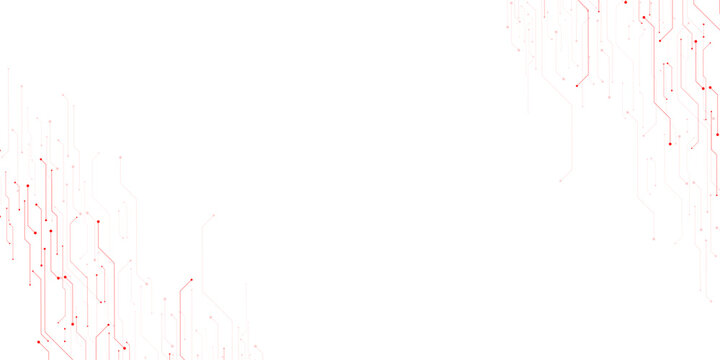 Vector abstract technology on red and white background. Technology red circuit diagram.