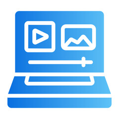 Laptop content editing Line Gradient Icon