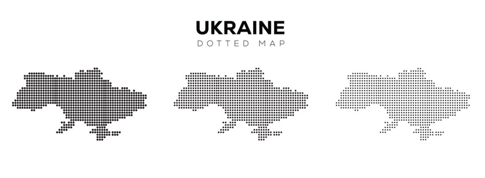 Dotted Map of Ukraine Isolated on White Background