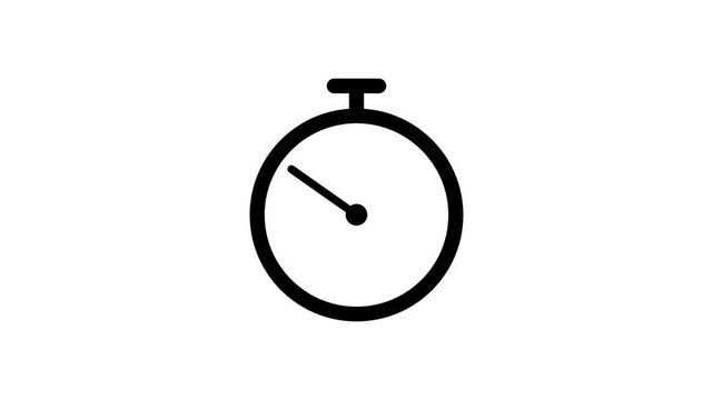Stopwatch timer icon animation on white background. Minimal stopwatch time indicator for countdown and timing control 4k video