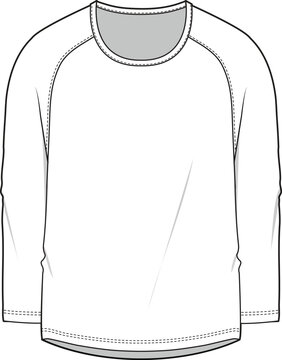 mens long sleeve raglan t shirt flat sketch vector illustration