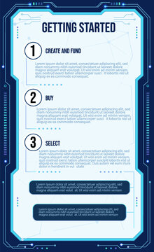 Vector vertical template banner with futuristic crypto frame infographics.