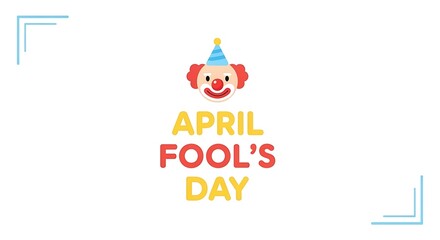 Naklejka premium April Fools Day celebration with a cheerful clown face and colorful text on a white background.