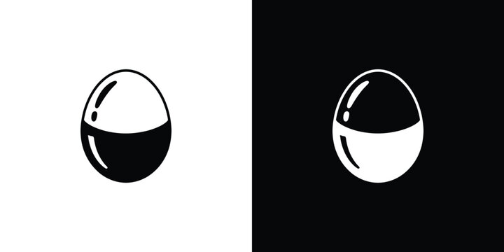 Black and white egg with gradient shading on black and white background