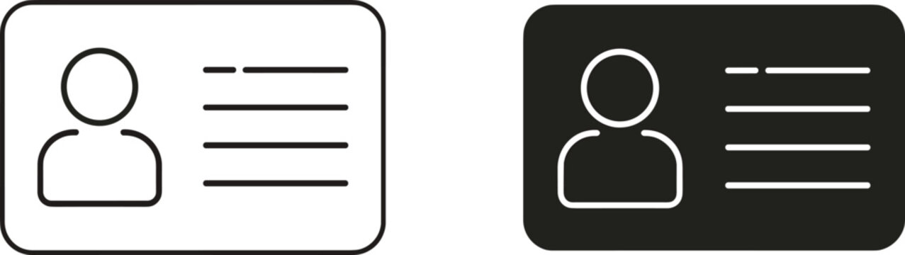 Identification card vector icon set, ID badge with person profile and details for membership and security access