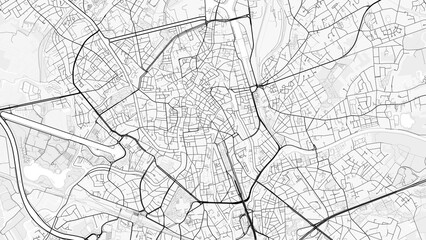 Obraz premium Ghent City Map. Minimalist black and white line art poster for printing, wallpaper, wall art, and map resources for home and office decor.