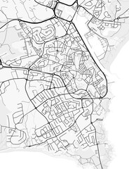 Obraz premium Lagos Faro City Map. Minimalist black and white line art poster for printing, wallpaper, wall art, and map resources for home and office decor.