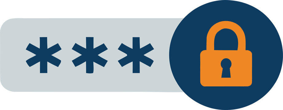 A secure password protected by a digital padlock icon