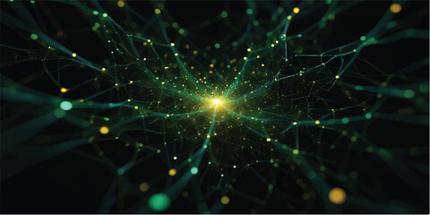 Fototapeta premium An ethereal abstract green and light background shimmering with distant stars