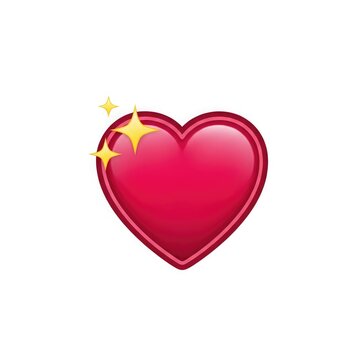 A bright pink heart with sparkles on a white background