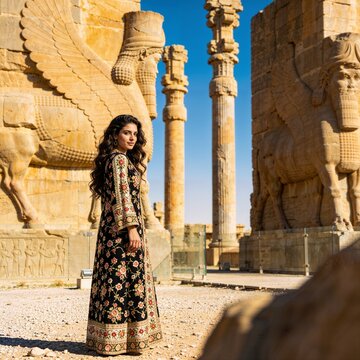 An Iranian girl at Persepolis, Takht-e Jamshid, in Shiraz.